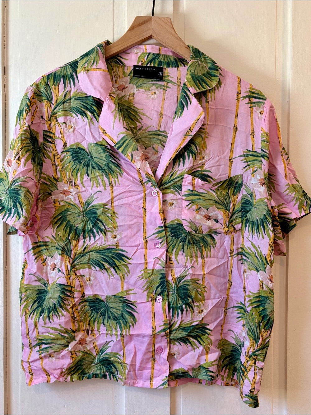 ASOS Design Pink Palm Tree print pajamas
